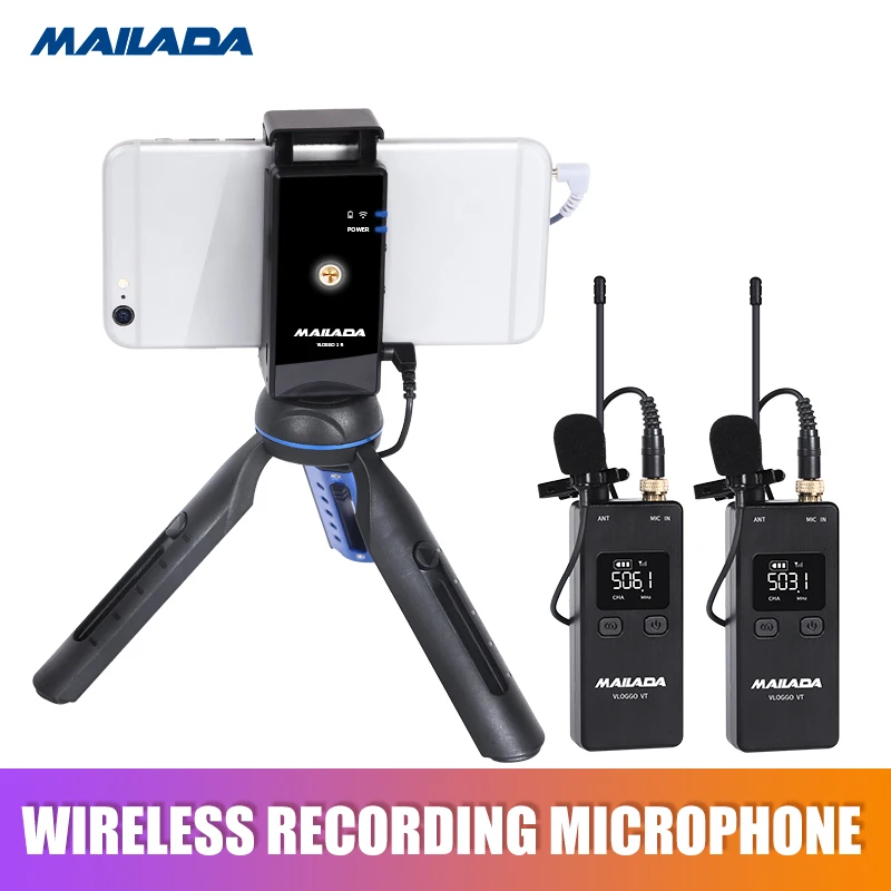 

Mailada Vlog Go UHF Wireless Microphone Microfone System Video Recording Lavalier Lapel Mic for Smartphone DSLR Cameras pk Rode