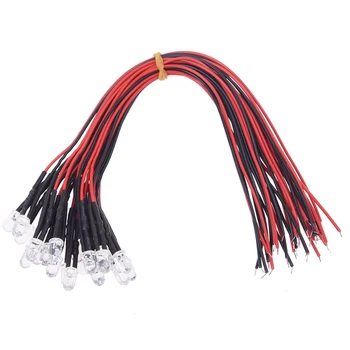 

20 Red 5mm LED Lamp Light Bulb Set Pre Wired 12V 22cm