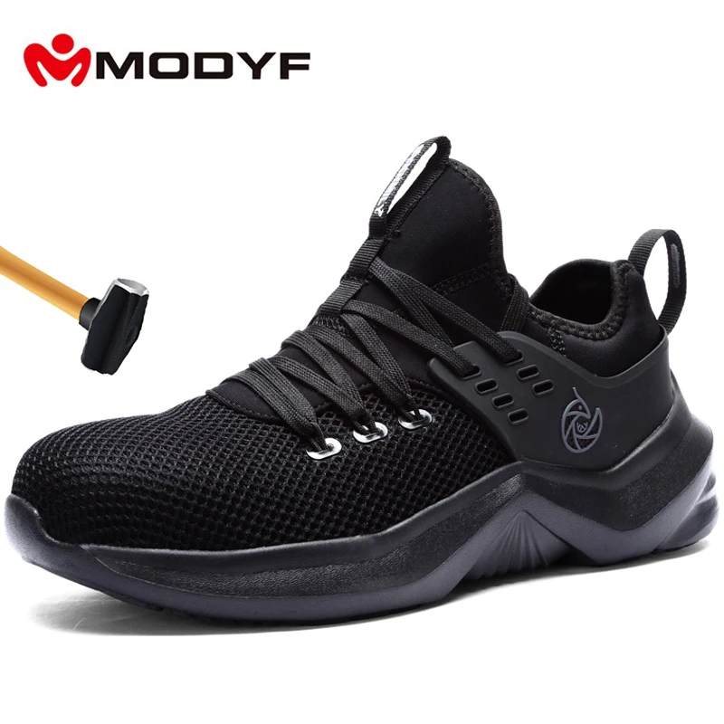 

MODYF Men's Work Safety Shoes Steel Toe Lightweight Breathable Anti-smashing Anti-puncture Non-slip Reflective Casual Sneaker