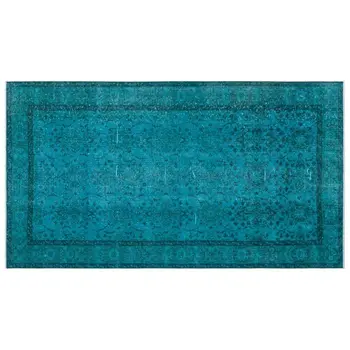 

Handmade Turquoise Vintage Overdyed Turkish Area Rug 136x248 Cm-4'6''X8'2''