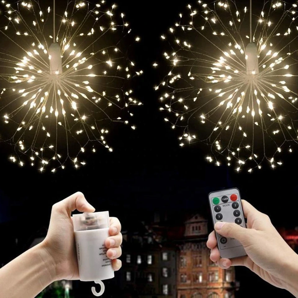 

Festival Hanging Starburst String Lights 100-200 Leds DIY firework Copper Fairy Garland christmas lights outdoor Twinkle Light