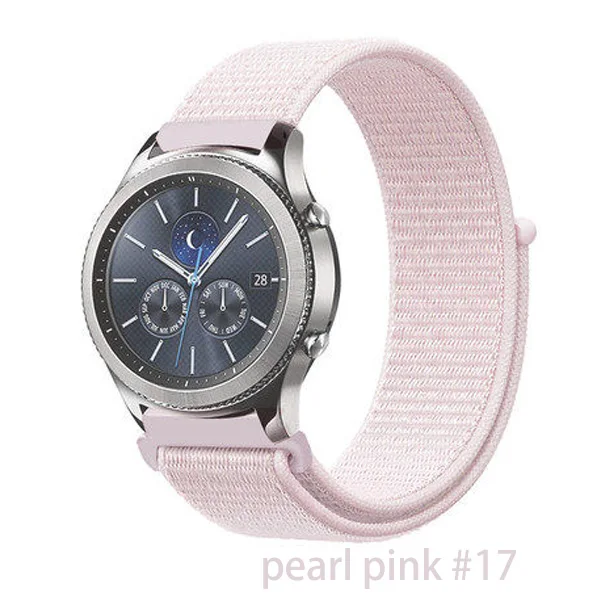 Нейлон pulseira для samsung galaxy watch 46 мм 42 мм gear S3 22 мм 20 мм Frontier классический активный ремешок huami amazfit bip huawei gt 2 - Цвет ремешка: pearl pink 15