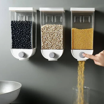 

Easy Press- Kitchen Food Storage Container Cereal Dispenser Oatmeal Wall Mounted Container Cereal Dispenser Oatmeal Wall Mount