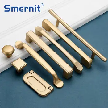 

Modern Door Knobs and Handles for Furniture Cabinets and Drawers Concise Aluminium Alloy Gold Kitchen Cupboard Handles Pulls
