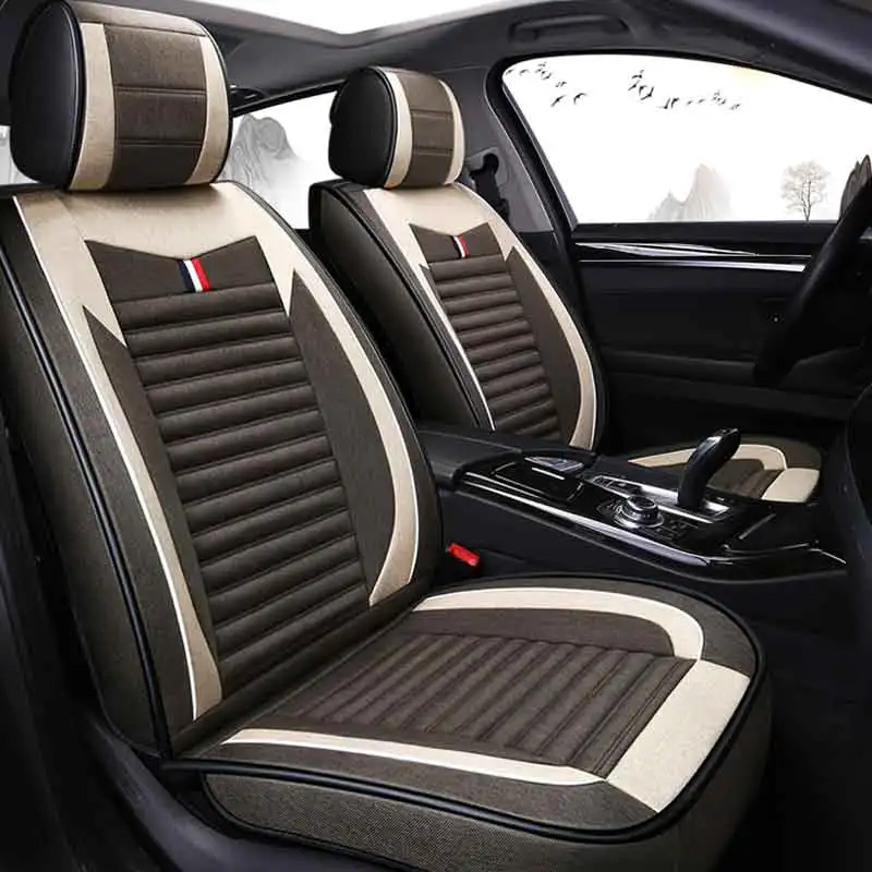 Linen Fabric car seat cover Flax auto seat covers Cushion for opel Karl