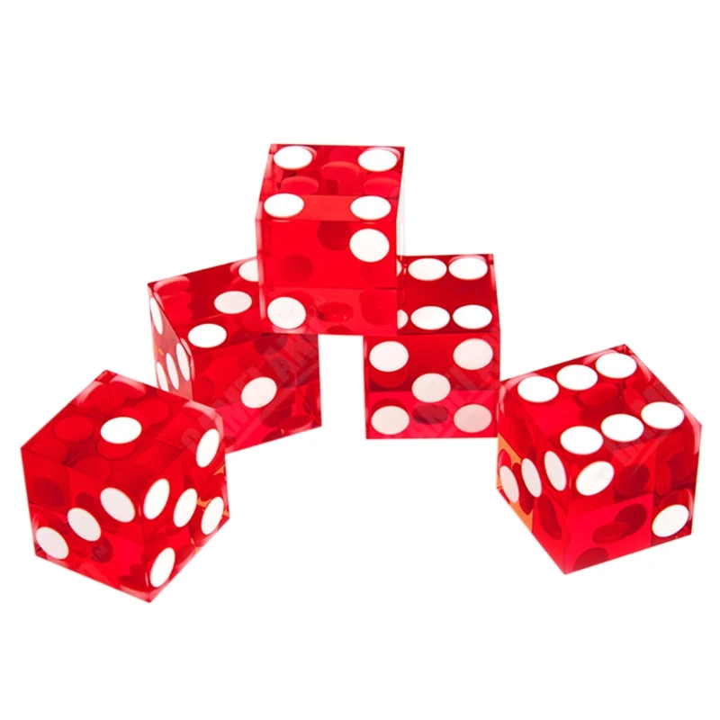 Acrylic Transparent Dice D6 19mm Casino Dice with Razor Edges 5pcs