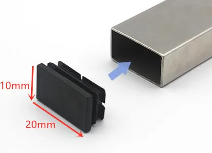 4pcs Plastic Furniture Leg Plug square Steel Pipe Tube End Caps for table feet Pads chair foot Bottom Cover Wood Floor Protector 10x20mm