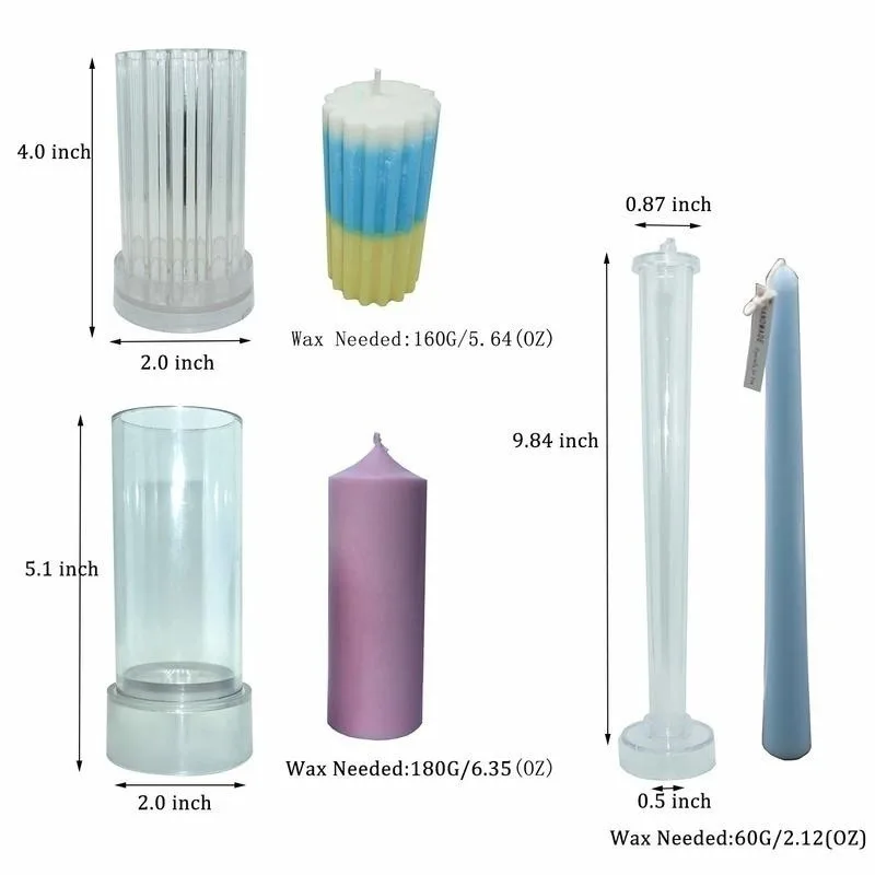 MILIVIXAY упаковка из 2 пластиковых свечей для изготовления свечей, колонна/цилиндр/Шестигранник/Спиральная форма, принадлежности для изготовления свечей, ремесла