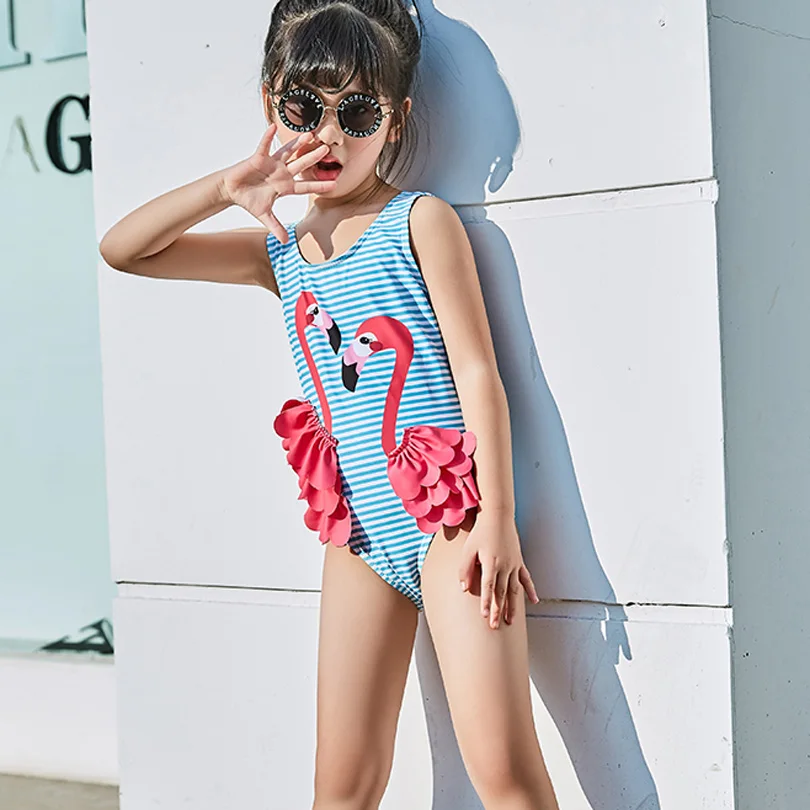 2020 Girls Swimwear Cute Kids Swimsuit Swimming Swan Flamingo Baby Girl Bathing Suit One Pieces Swim Wear For Children