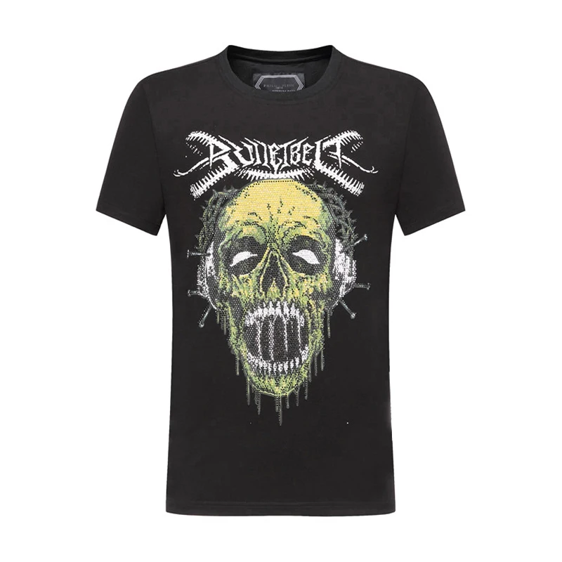 

Hipster Men's T shirts PP Skull Drawing T-Shirt 2020 New Fashion Streetwear 100% Cotton Loose Tee Shirt For Mens