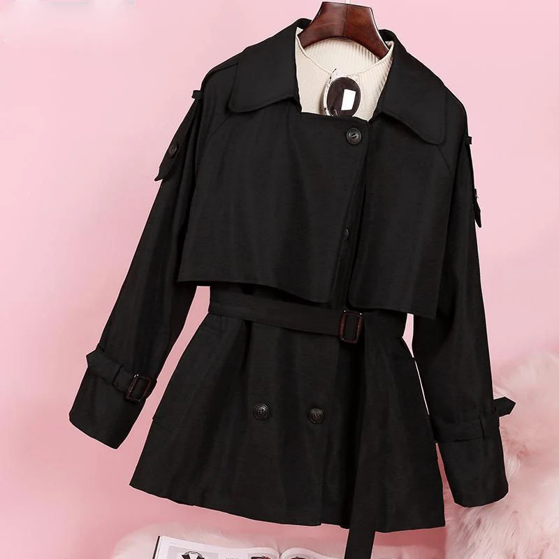 Women Trench coat Fashion Fall Winter Casual Short Coats Overcoats Top double breasted Outerwear Plus size Windbreaker Tide 4XL