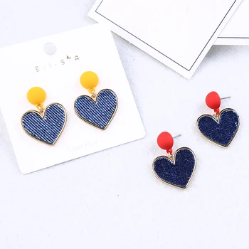 

Fashion Simple Design Fashion 2 Color Cloth Heart Stud Earring For Women Handmade Jewelry