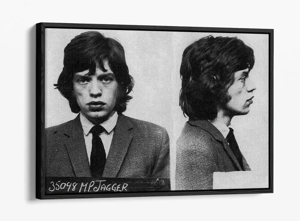 Mick Jagger Mugshot 2-флоат эффект холст стена искусство рисунок-черно-белое украшение