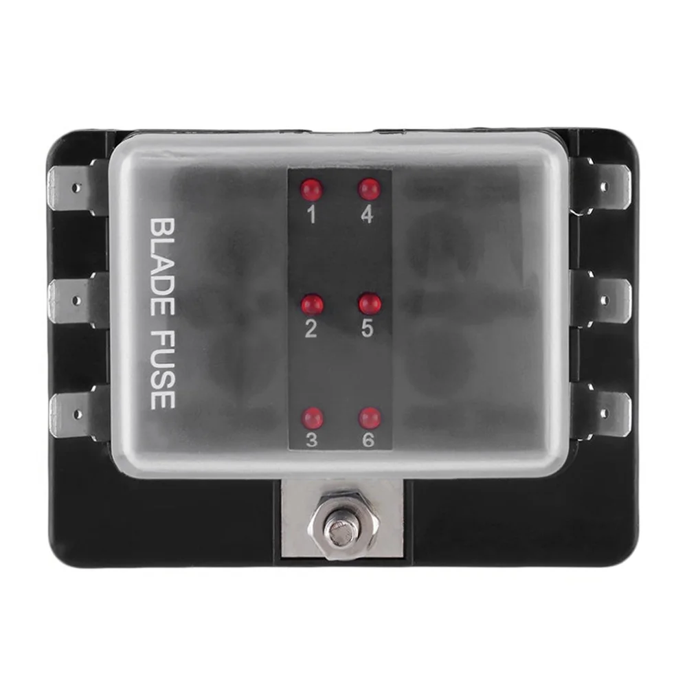 Car Plastic Cover Fuse Box Holder M5 Stud With LED Indicator Light 6 Ways Blade 12V 32V for Auto Boat | Автомобили и мотоциклы