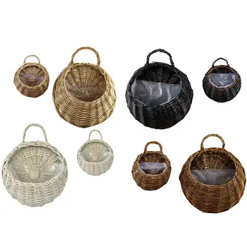 

New Wall Hanging Natural Wicker Flower Basket Flower Pot Planter Rattan Vase Basket Home Garden Wall Decor Storage Container