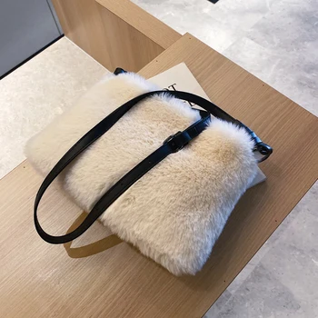 

Elegant Female Square Crossbody Bag 2019 Winter New High Quality Plush Women's Designer Handbag Travel Shoulder Messenger Bag