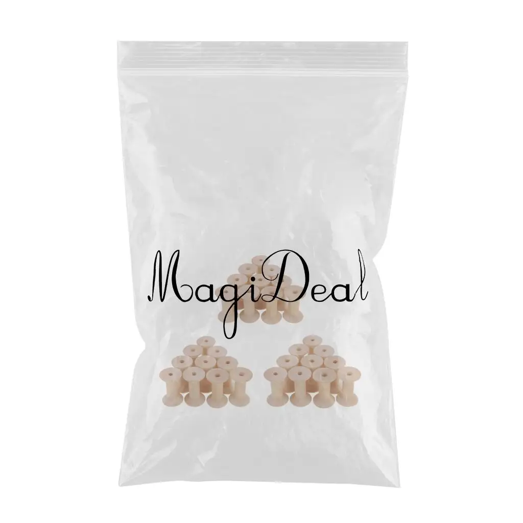 30Pcs Vintage Empty Wooden Sewing Bobbins Empty Thread Spools DIY Tools Sewing Accessories - 47x31mm