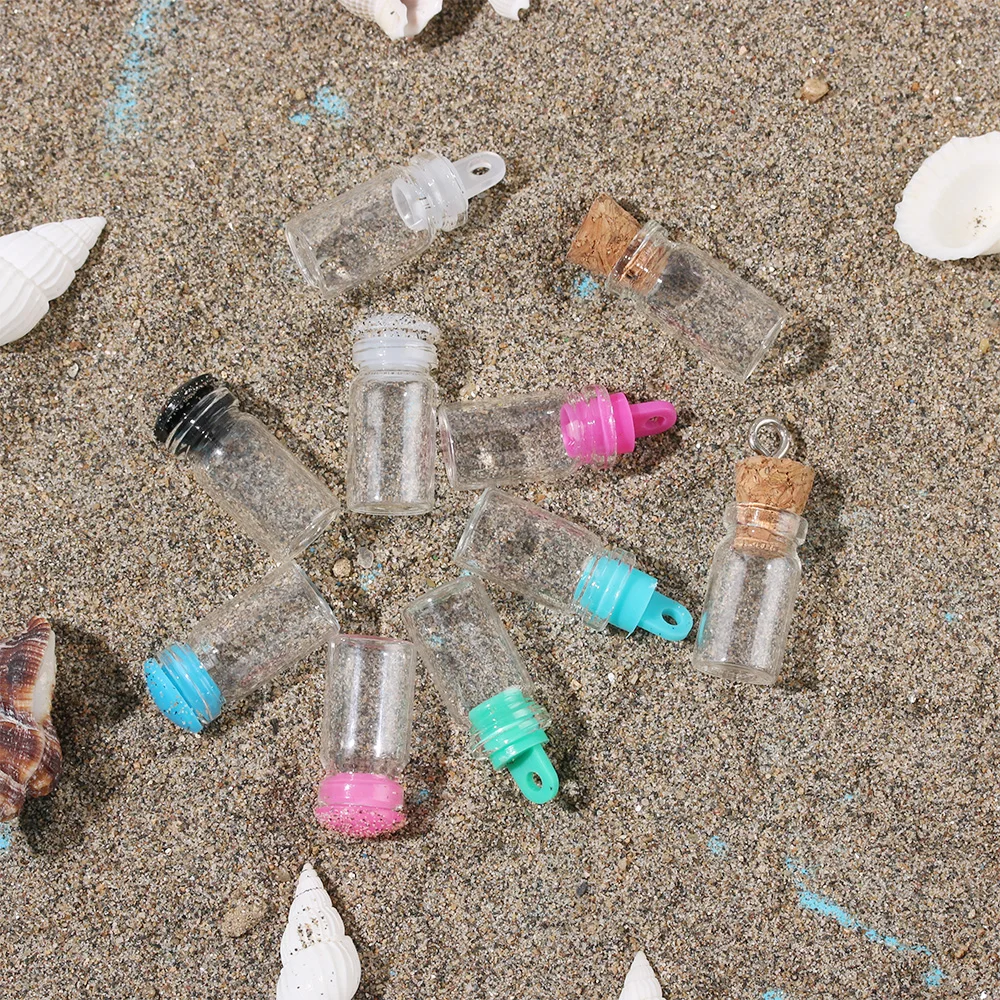 Mini Drift Bottle Glass Jars Decoration Cork Stopper DIY Containers Rainbow Wishing Bottle 5/10Pcs