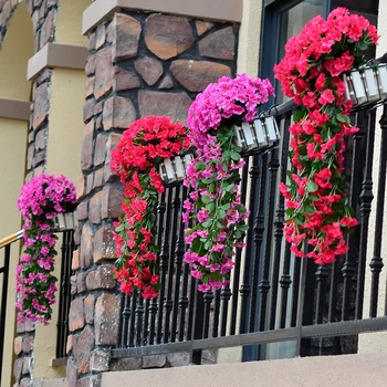 

1 SET New DIY Artifical Violet Ivy Flower Hanging Basket Garland Wedding Floral Decoration