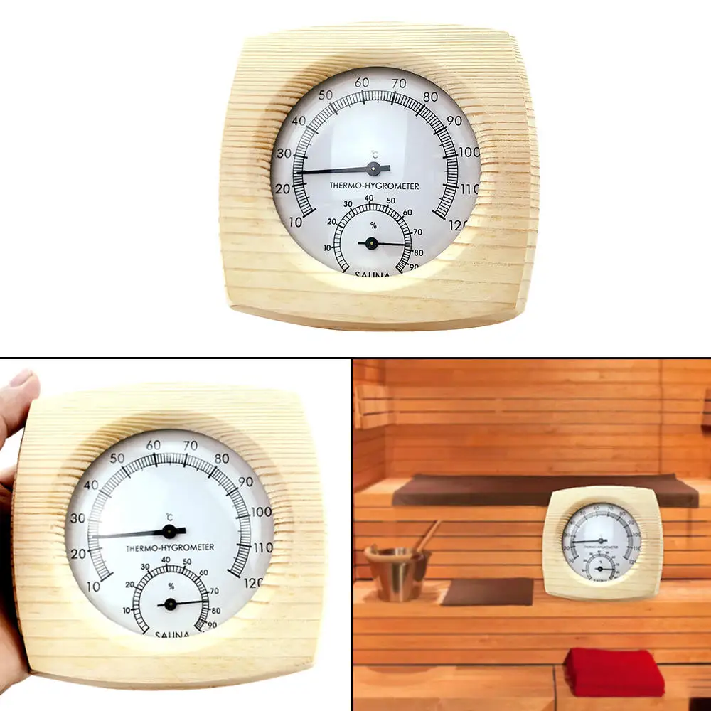 Accurate Wooden Sauna Hygrothermograph Thermometer Hygrometer Room Instrument Humidity Tool |