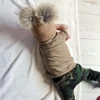 Baby Winter Warm Wool Knitted Beanie Hats Caps Kids Two Fur Pom pom Bobble Ball Beanies Girls Boys Children Hat Cotton Soft Cap 3