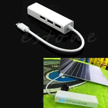 

USB 3.1 Type C USB-C Multiple 3 Ports Hub With Ethernet Network LAN Adapter New