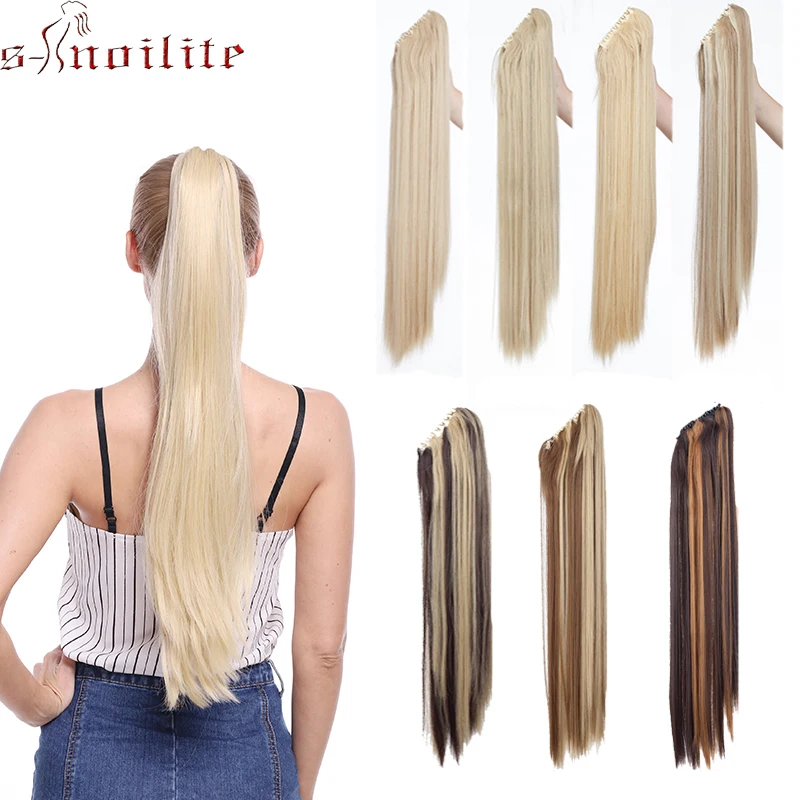 S Noilite Long Straight Ponytail Claw Clip In Hair Extensions High