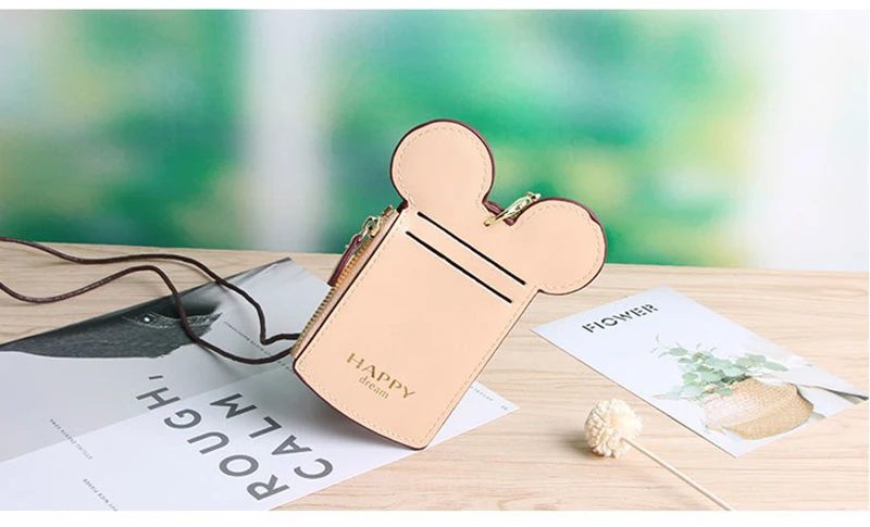 Cartoon Ear Letter Happy Dream Lanyard Neck Strap Card Holder Name Credit Card Holders Coin Purse Kids Gift