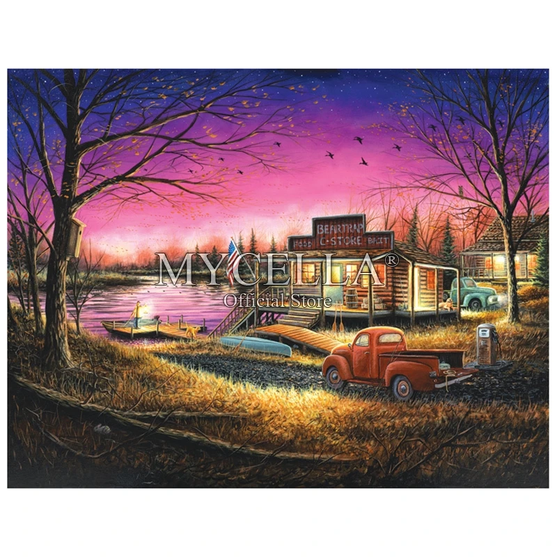 Full Diamond Embroidery Houses Lakes Car 5d Diy Painting Cross Stitch Home Decor Art Mosaic Gift Wall Stickers Posters | Дом и сад