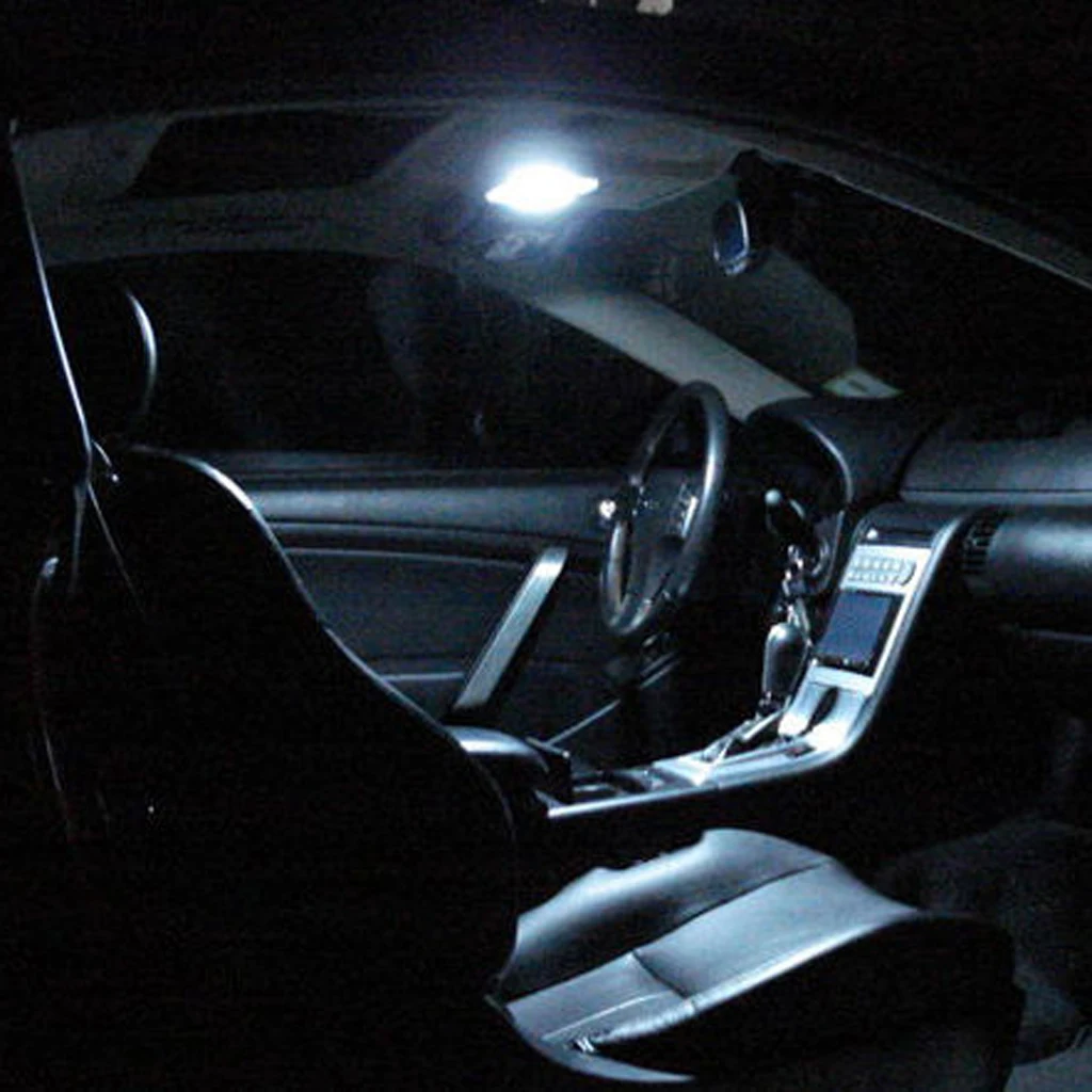 White Panel Light 48 SMD 5050 LED Interior Bulb T10 BA9S Adapter Dome Lamp