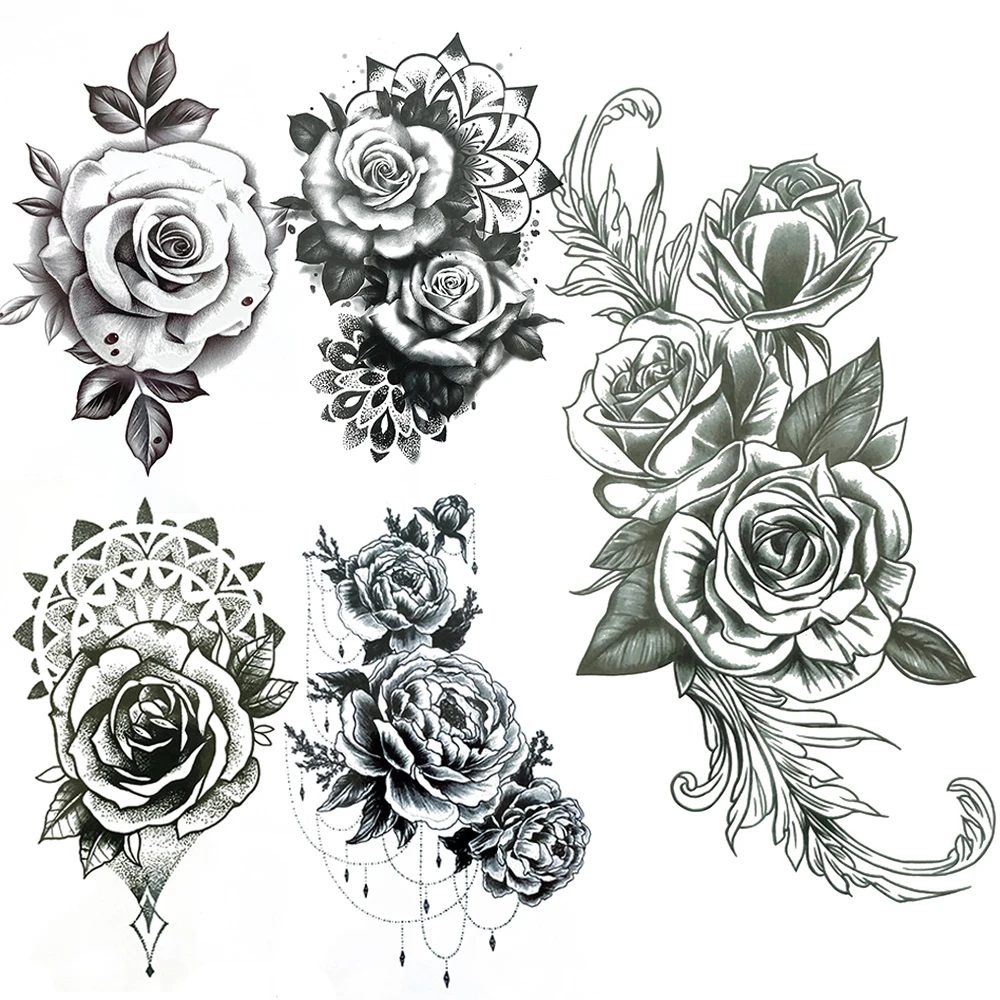 Large Peony Flower Temporary Tattoos For Women Girls Mandala Henna Rose Tattoo  Camellia Pendants Waterproof Tatoo Waist Armbands - Temporary Tattoos -  AliExpress