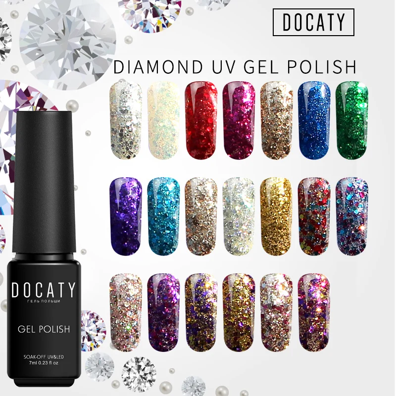 Docaty Gel barniz con destellos de esmalte de uñas de Gel Uv Primer