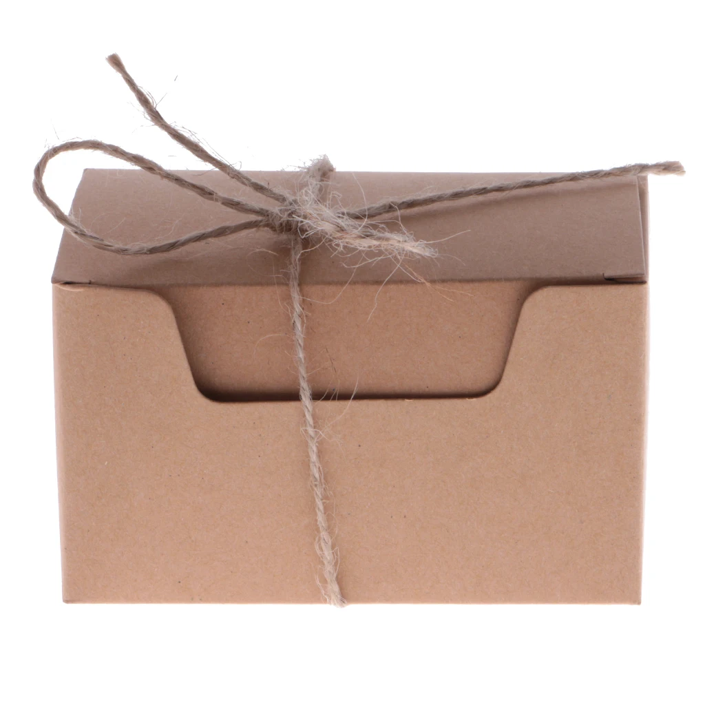 50pcs Kraft Paper Gift Boxes Candy Cake Cookies Party Wedding Brown Box Tags