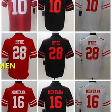 А+++ Качественная мужская футболка для взрослых 10 Jimmy Garoppolo 16 Joe Монтана Карлос 28 Hyde 49ers