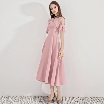 

2020 New Banquet Evening Dress Elasticity Silky Prom Dress Slim Fashion Formal Gown Simple Elegant Mid Long Evening Gown