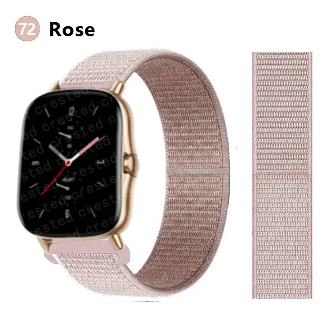 20/22mm Nylon band For Amazfit GTS/2/2e/GTS2 Mini/GTR 3 Pro 42mm/47mm/GTR2/2e/stratos 2/3 Sport Loop Bracelet Amazfit bip strap rose