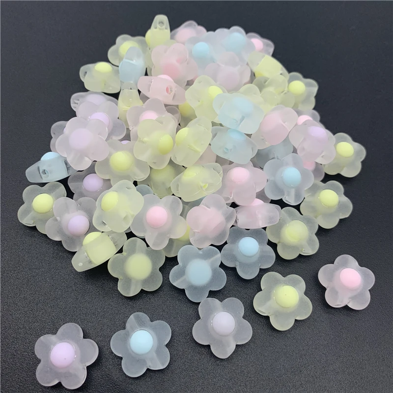 Flower-Shape Beads Accessories Earrings Jewelry-Making Diy Necklace Acrylic Spaced Transparent