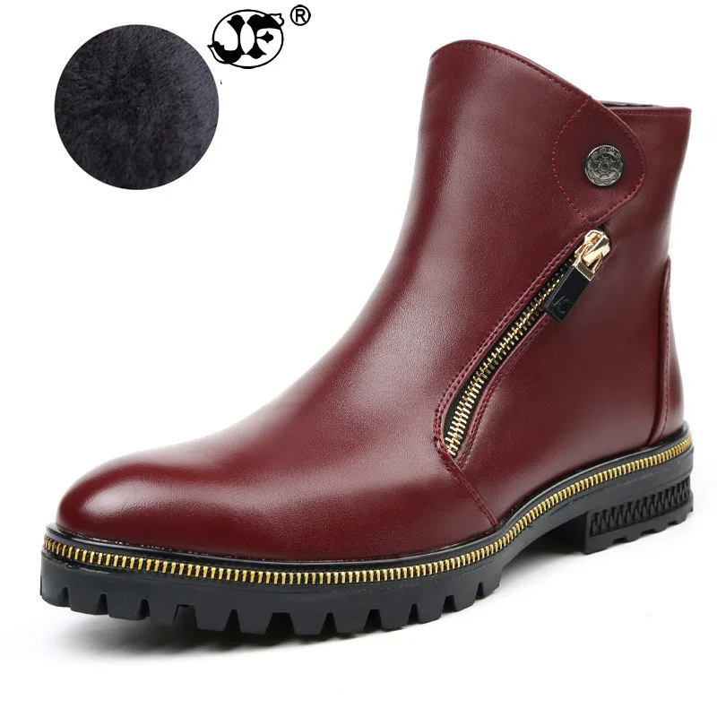 Men Ankle Boots Spring and Winter Plush Version Men leather Boots Metal Zipper Simple Fashion Men Autumn Boots 245