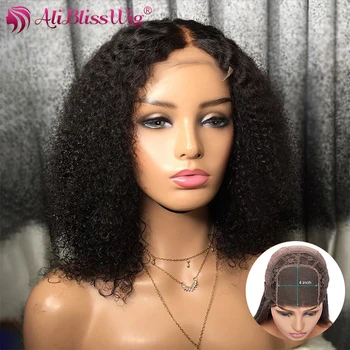 

Brazilian Hair 4x4 Lace Closure Wigs Kinky Curly Short Bob Wig Pre Plucked Curly Lace Front Human Hair Wig for Black Women
