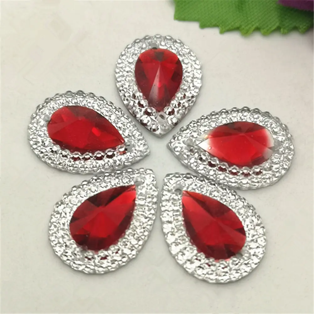 Red 40pcs DIY 40 шт микс 13 мм* 18 мм смолы в форме капли Flatback Стразы Свадебные украшения - Цвет: Red 40pcs