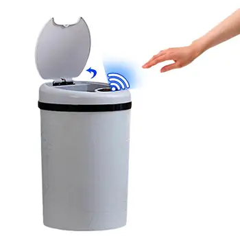 

Intelligent Induction Flip Type Trash Can Electric Fully Automatic Garbage Bin with Cover for Living Room Bedroom Kitchen and Ba