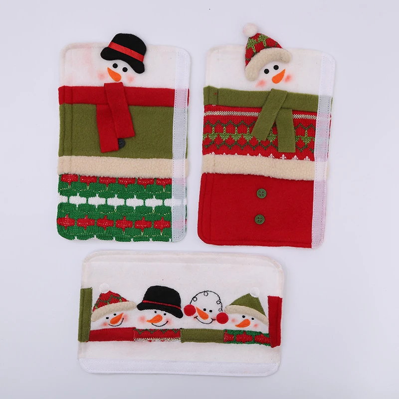 

New Year Christmas Refrigerator Door Handle Cover Decorations For Home Microwave Handle Cover Kitchen Home Decoration 3 Pcs/Set