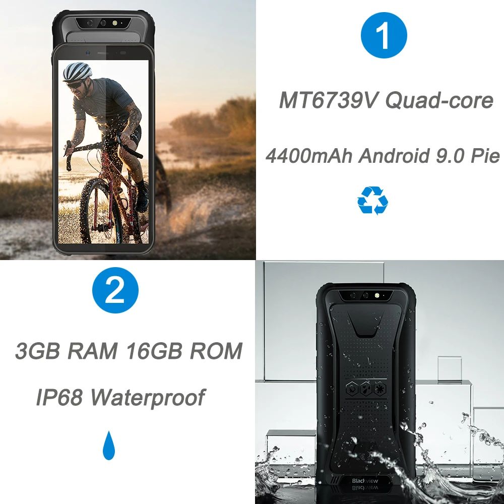 Смартфон Blackview BV5500 2+16 Гб экран 5.5&quot водонепроницаемый Android 8.1 две SIM карты