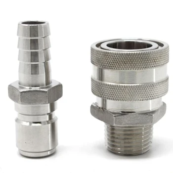 

1pcs Homebrew Quick Disconnect Home Brewing Stainless Steel Quick Disconnect Barb Hose To MPT Set High Temp Silicon Gasket