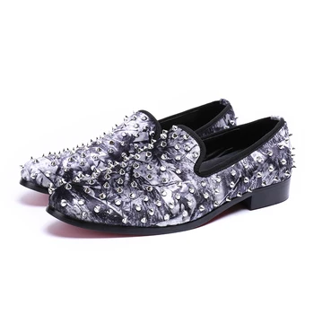 

business Rivets New men dress shoes slip-on Oxfords shoes for men fashion breathable shoes men size 39-46