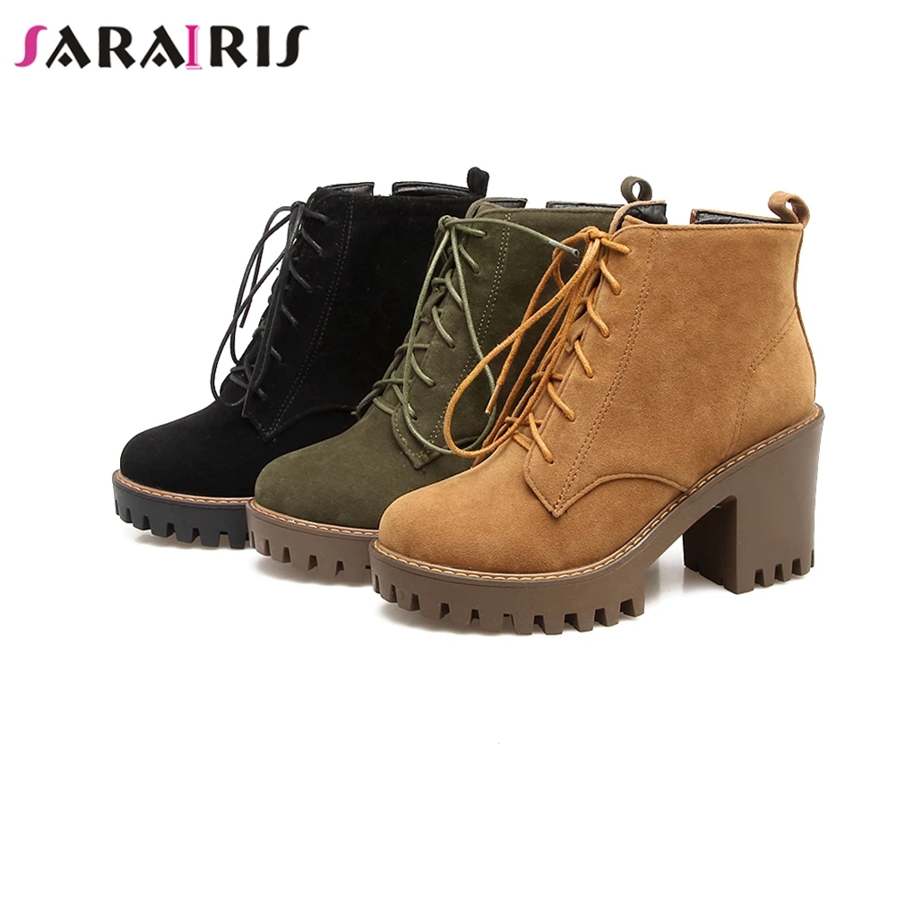 

SARAIRIS 2020 New Big Size 33-43 Platform Booties Women 2020 Winter Add Warm Fur Boots non-slip High Heel Shoes Woman