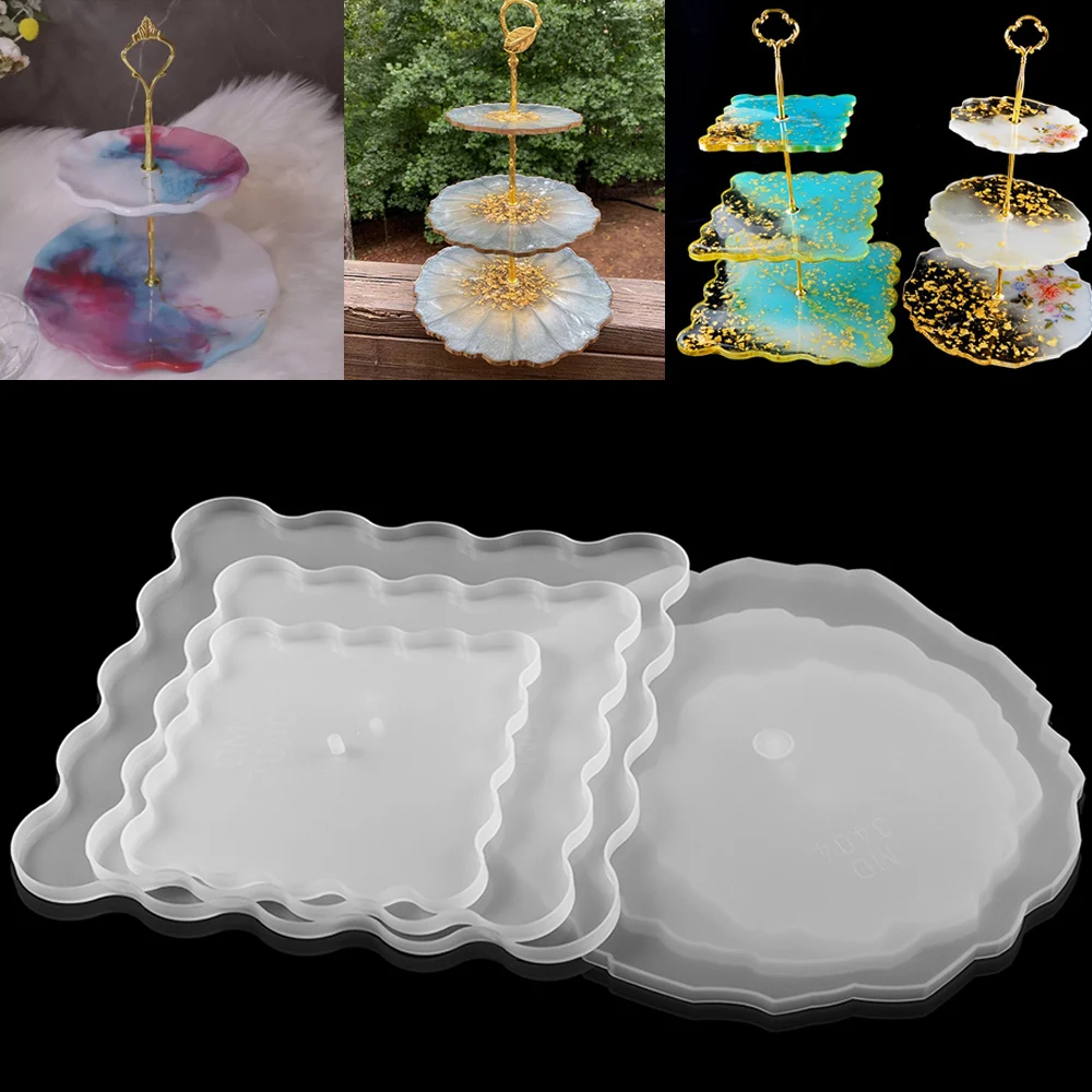 DIY ThreeLayer Fruit Tray Tea Tray Silicone Mold Epoxy Crafts Desktop