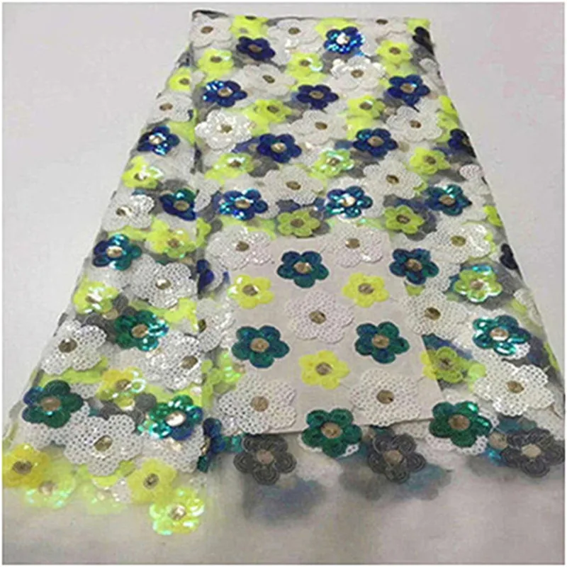 Нигерийские кружевные ткани с блестками 5 ярдов/лот Модные золотые блестки ткань бархат Высокое качество Зеленый Тюль Кружева зеленый