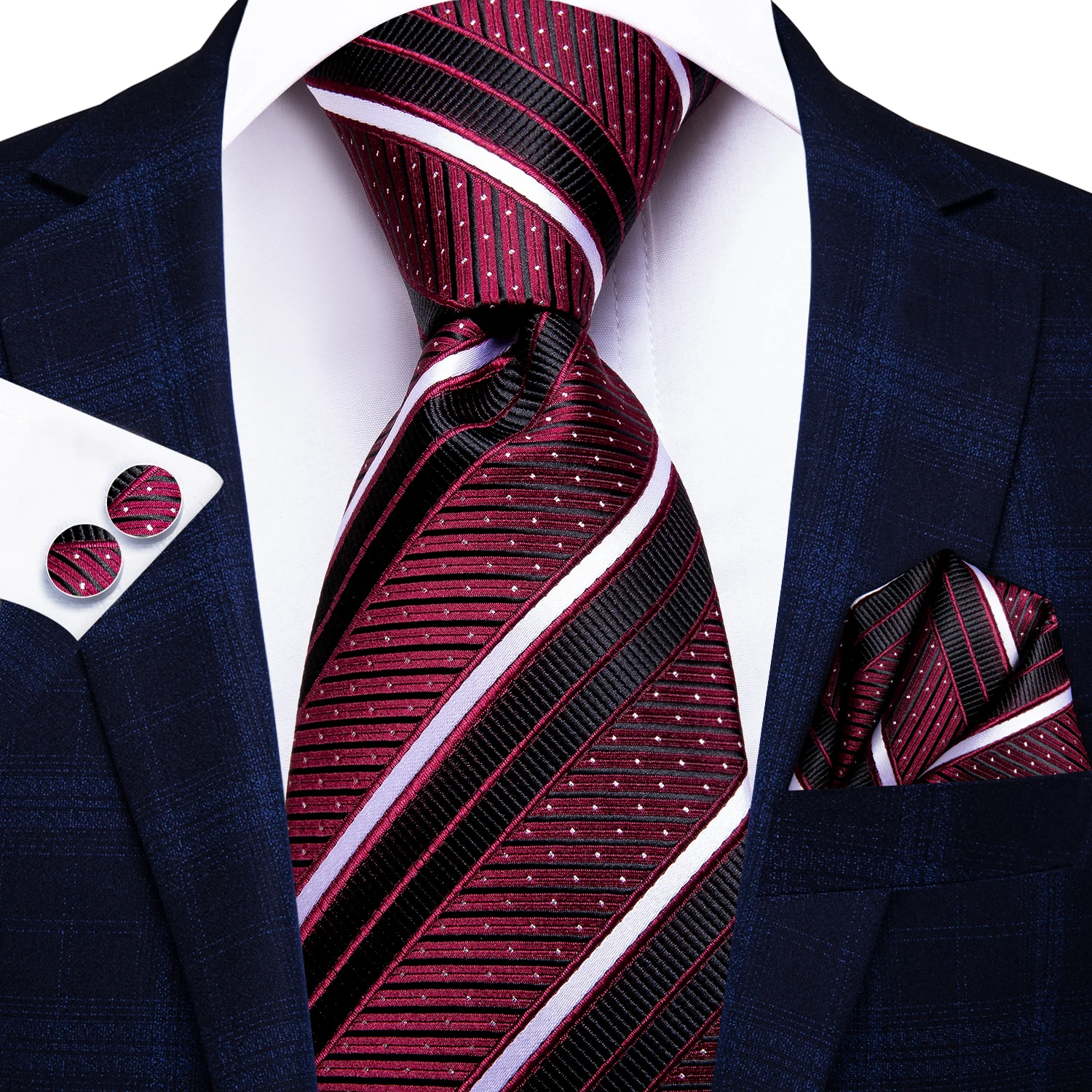 Neck Tie Men's Tie Set Gold Paisley 100% Silk 8.5cm Wedding Ties For Men New Fashion Design Hanky Cufflinks Set