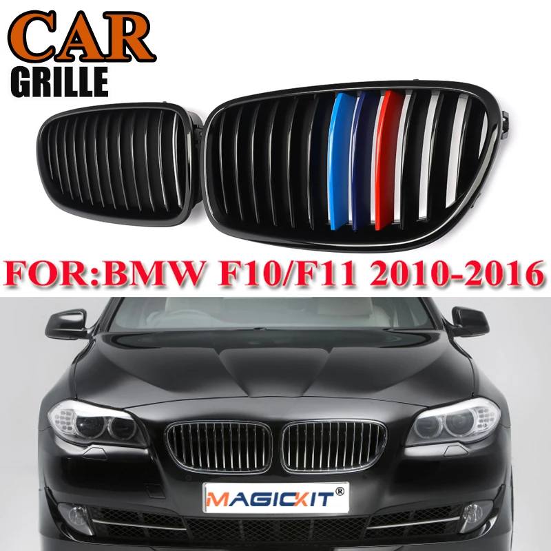 buy MagicKit Pair Gloss Black Kidney Grill Racing Grille Dual Line For BMW F10 F11 F18 528i 535i 5 Series M5 10 16 Front Grill M Col
